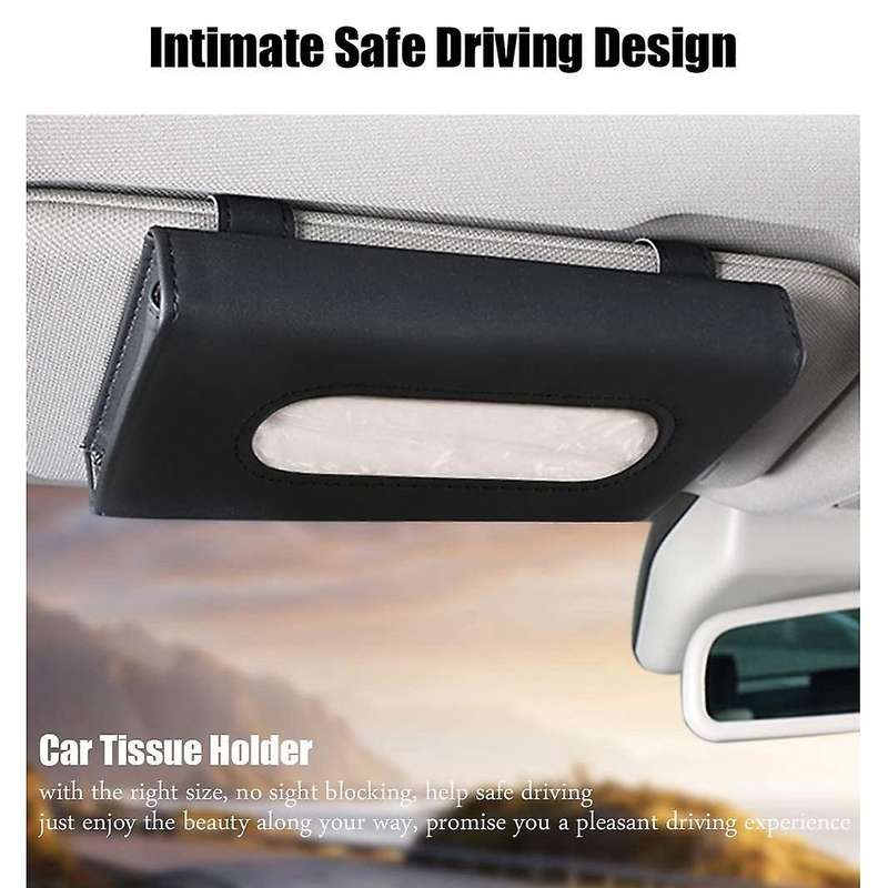 2pcs Car Tissue Holder Visor Case Leather Backseat Door Tissue Holder
