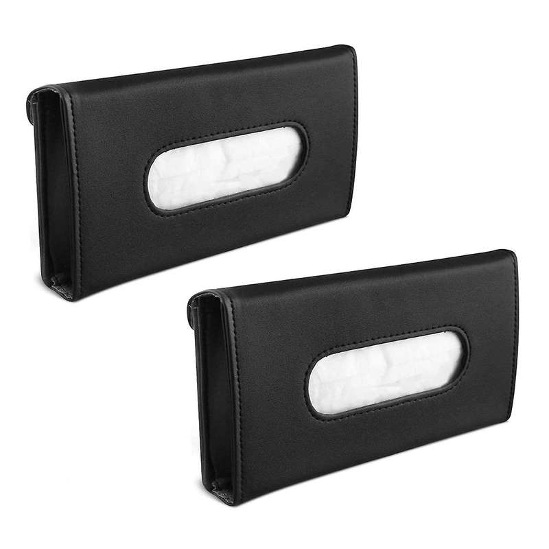 2pcs Car Tissue Holder Visor Case Leather Backseat Door Tissue Holder