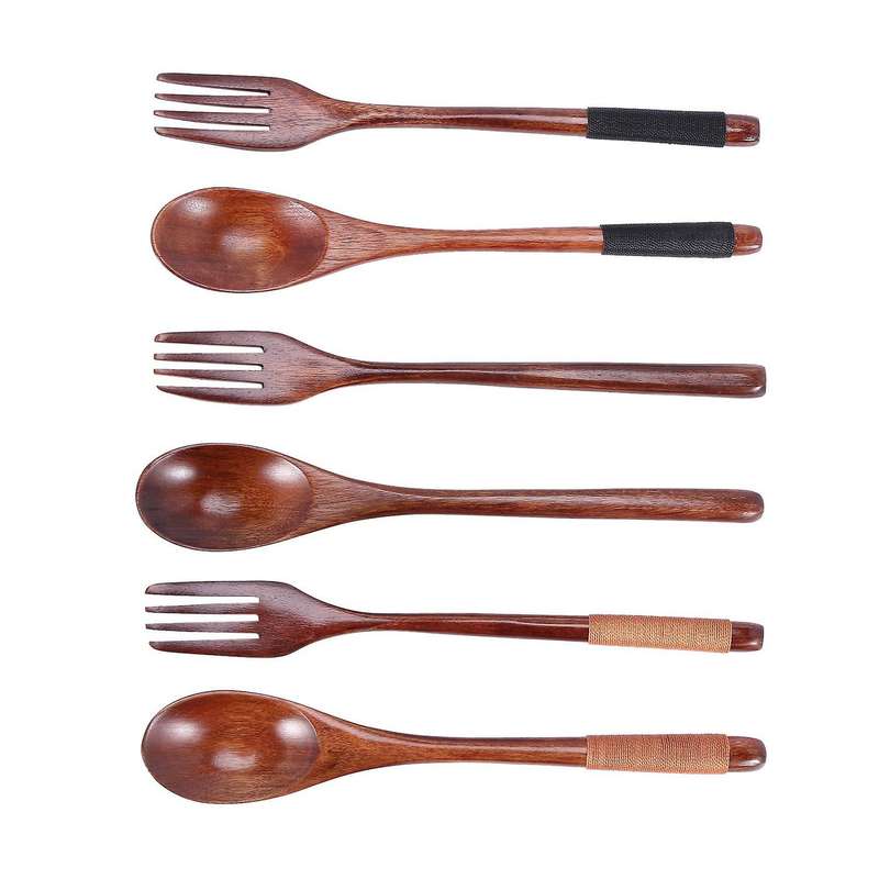 Wooden 8.9-inch Spoons and Forks for Decoration (set Of 6)