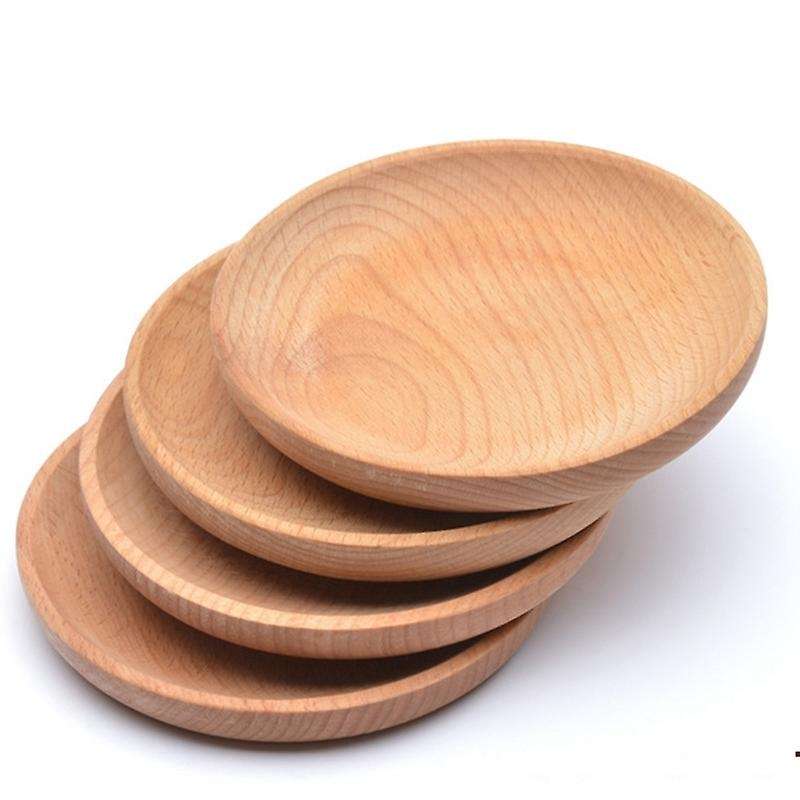 Solid Wood Round Dish Snack Dish Fruit Dried Plate, Wooden Round Dish