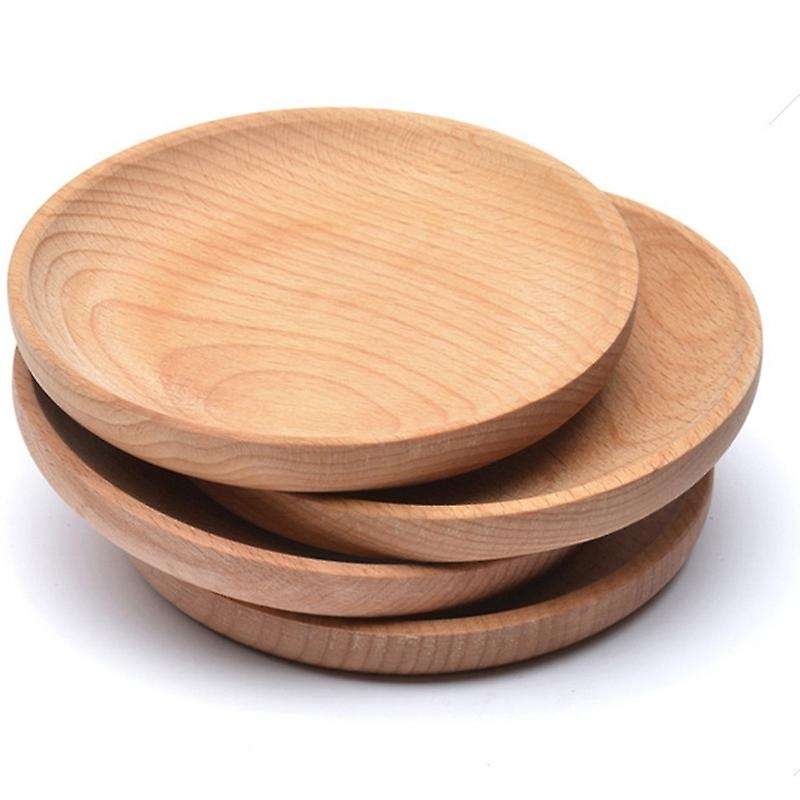 Solid Wood Round Dish Snack Dish Fruit Dried Plate, Wooden Round Dish