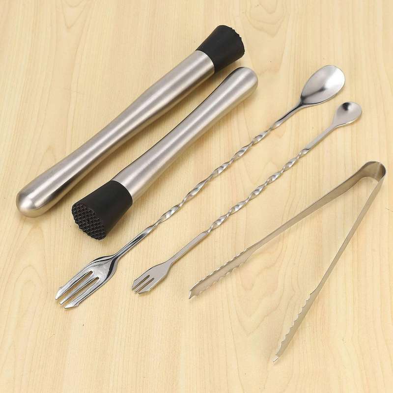 Cocktail Muddler,cocktail Accessory Set Mixing Spoon & Ice Tongs