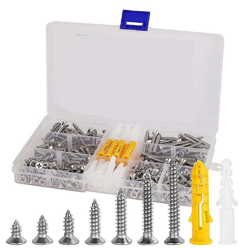 420pcs M3 Flat Head Wood Screws Assortment Fasteners Kit