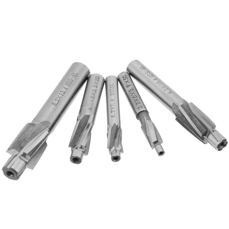 5pcs Hss Counterbore End Mill M3-m8 Pilot Slotting Tool