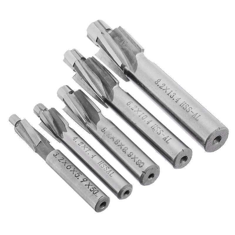 5pcs Hss Counterbore End Mill M3-m8 Pilot Slotting Tool
