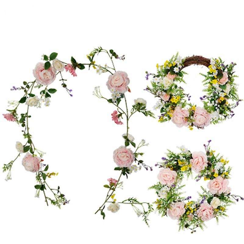 Artificial Rattan Flowers Fake Rose Ivy Hanging Vine Garland for Home