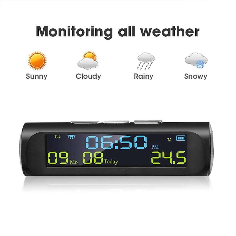Car Solar Digital Clock for Outdoor Personal Car Part Decoration A