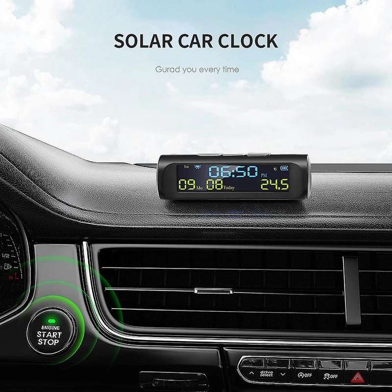 Car Solar Digital Clock for Outdoor Personal Car Part Decoration A