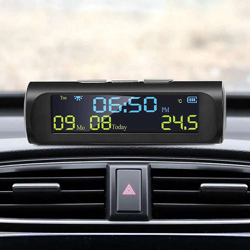 Car Solar Digital Clock for Outdoor Personal Car Part Decoration A