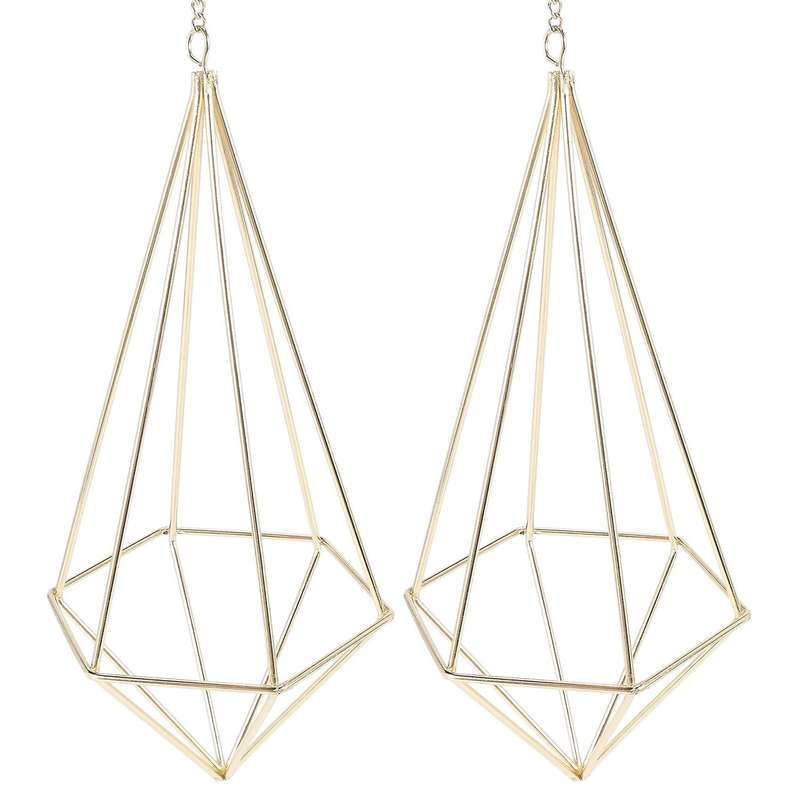 2x Hanging Air Plant Holder with Chain Tillandsia Container Gold