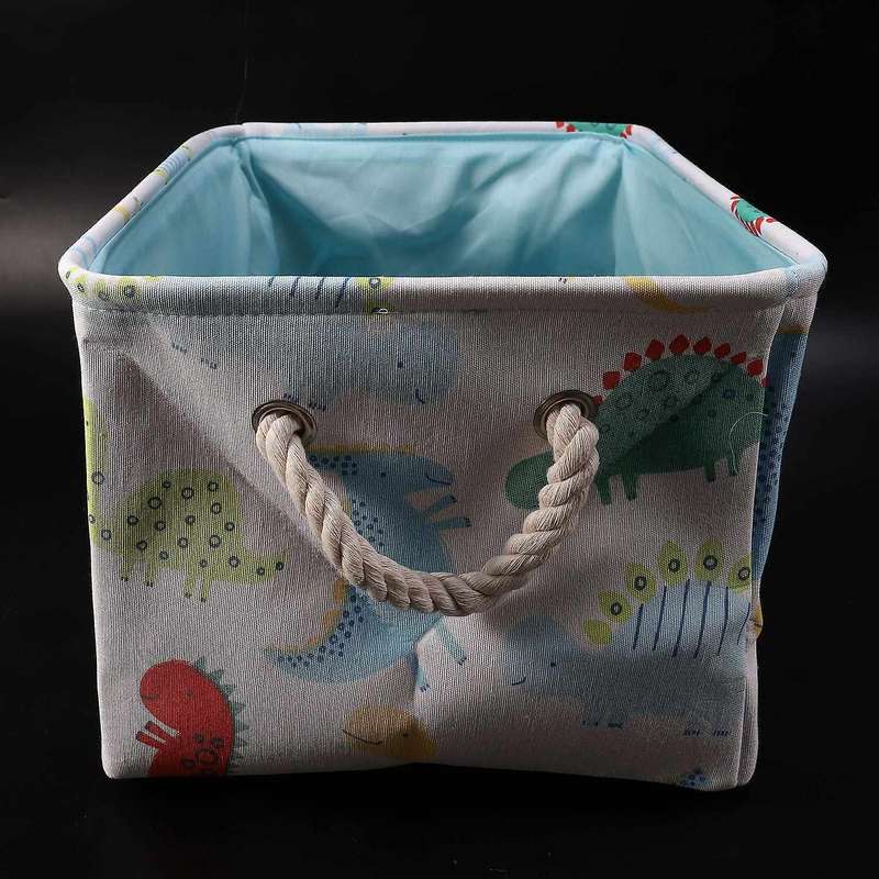 Dinosaur Canvas Storage Basket for Child Folding Basket White