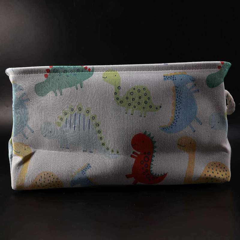Dinosaur Canvas Storage Basket for Child Folding Basket White