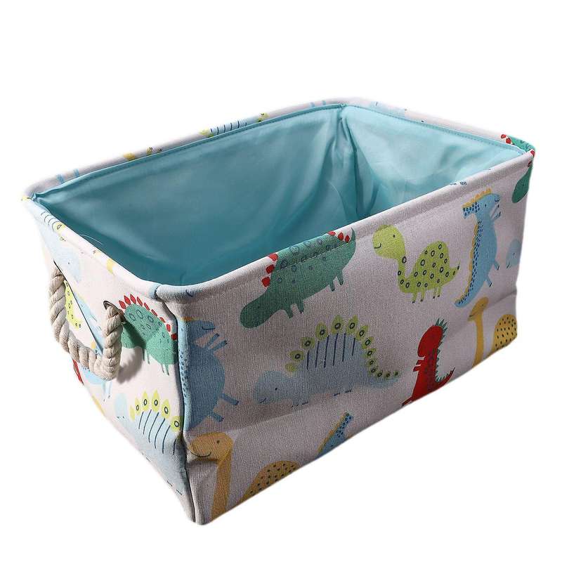 Dinosaur Canvas Storage Basket for Child Folding Basket White