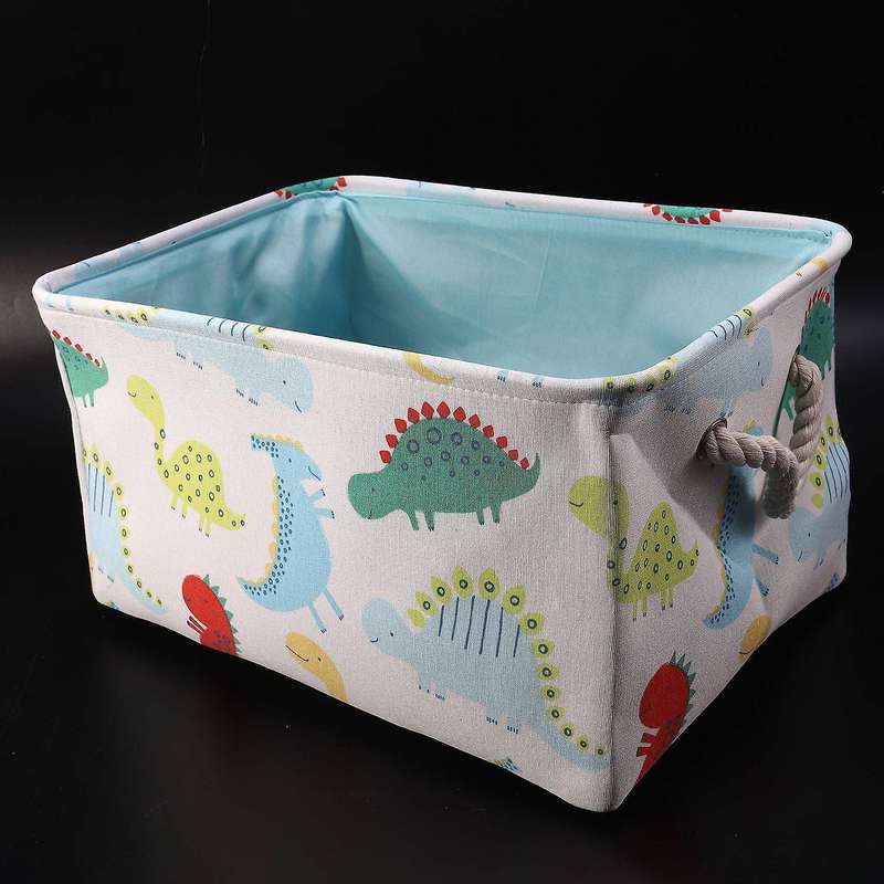 Dinosaur Canvas Storage Basket for Child Folding Basket White