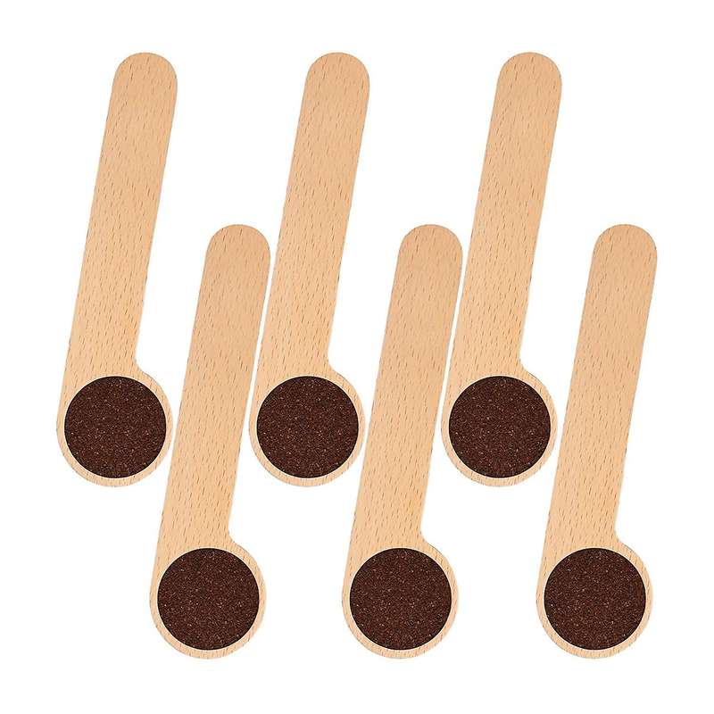 6 Pcs Wooden Coffee Scoop&bag Clip,measuring Scoop,for Ground Beans