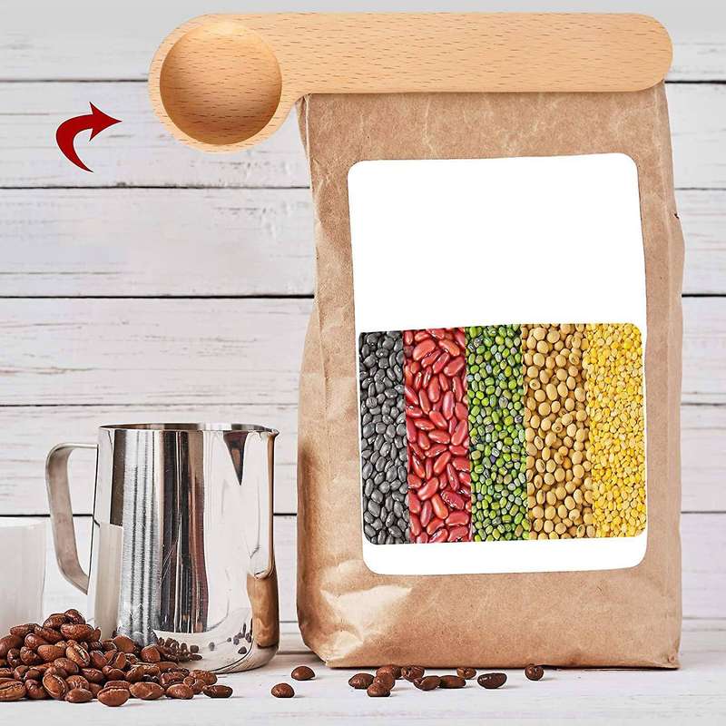 6 Pcs Wooden Coffee Scoop&bag Clip,measuring Scoop,for Ground Beans