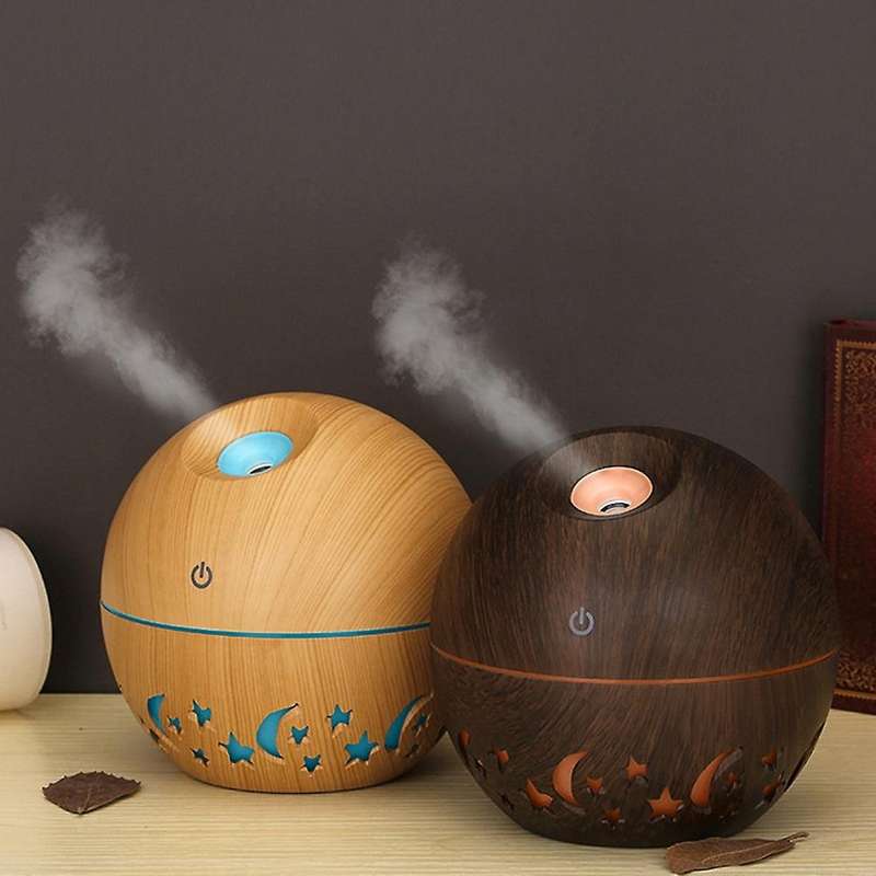 Mini Essential Oil Diffuser for Home, 7 Colors Lights,(light Wood)