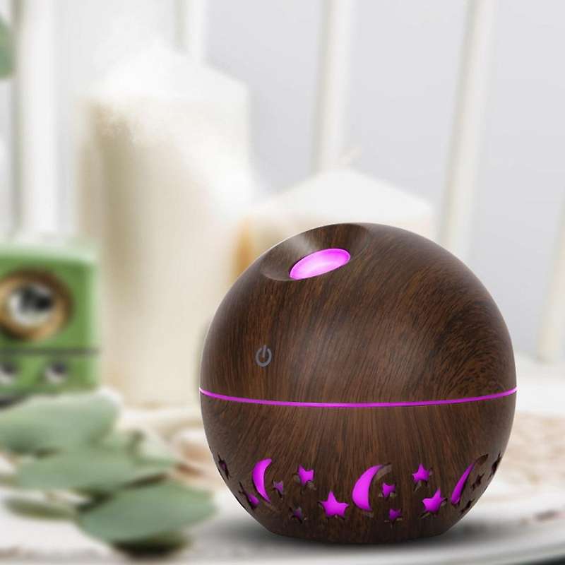 Mini Essential Oil Diffuser for Home, 7 Colors Lights,(light Wood)
