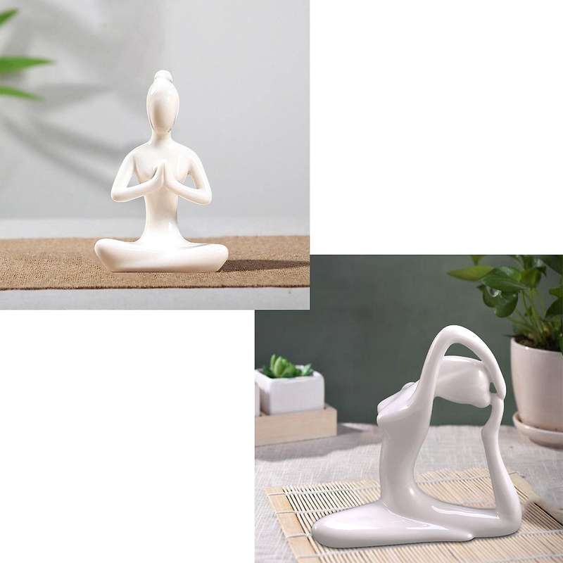 Abstract Art Ceramic Yoga Poses Yoga Lady Figure Statue Ornament 8