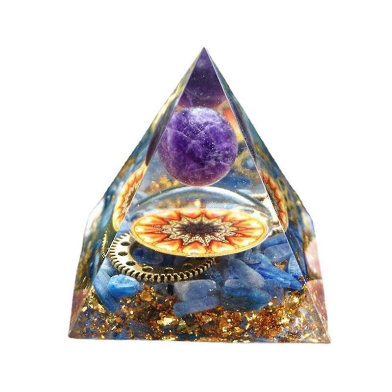 Orgonite Pyramid Amethyst Peridot Healing Crystal Meditation Crafts