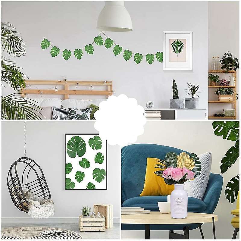 Palm Leaves Artificial Tropical Monstera - 77 Pcs 8 Kinds Fake Leaves