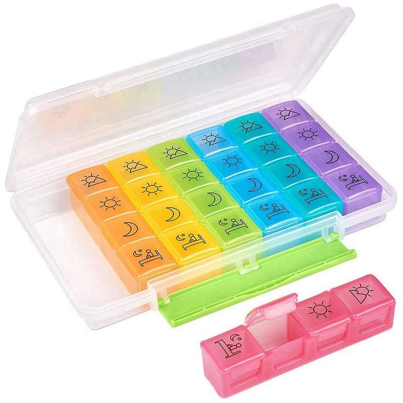 Large Daily Pill Organizer 4 Times A Day, Weekly Pill Box, 7 Day