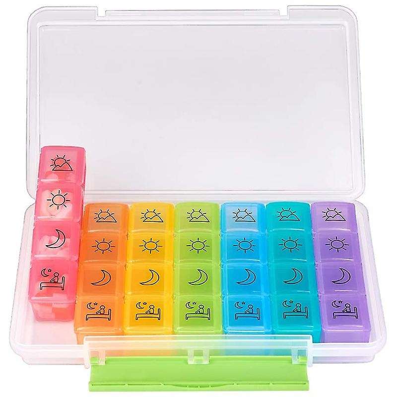 Large Daily Pill Organizer 4 Times A Day, Weekly Pill Box, 7 Day