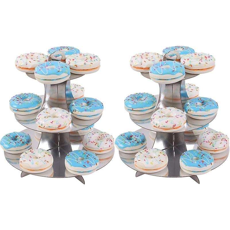Cupcake Stand for 24 Cupcakes 3-tier Round Cardboard Cupcake Silver