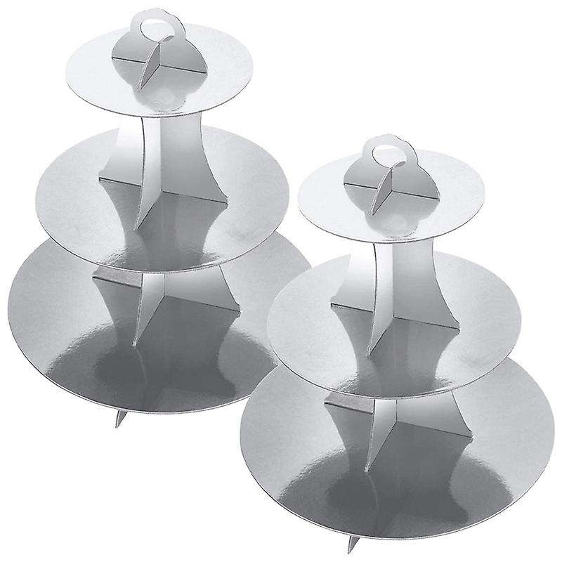 Cupcake Stand for 24 Cupcakes 3-tier Round Cardboard Cupcake Silver