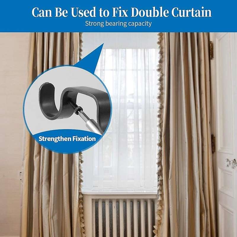 3 Pcs Heavy Duty Curtain Rod Brackets Adjustable Double Rod Holders