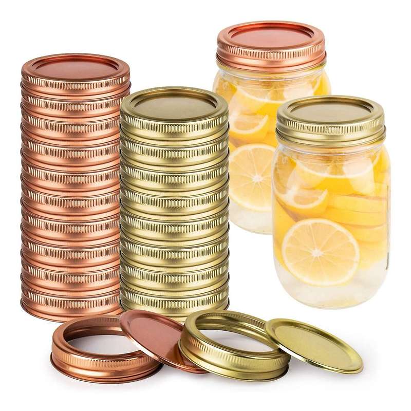 24 Sets 70mm Lids& Bands,mason Jar ,leak Proof (golden/rose Golden)