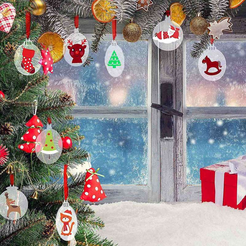 Acrylic Christmas Ornament Diy Blank Acrylic Ornament with Ribbon