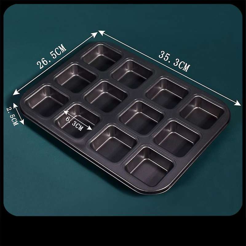 12 Cups Square Muffin Cupcake Mold for Non-stick Pastry Tool(gold)