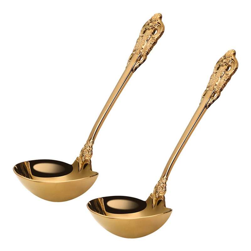 304 Stainless Steel Soup Ladle Cooking Tool Kitchen Gold Plated Spoon