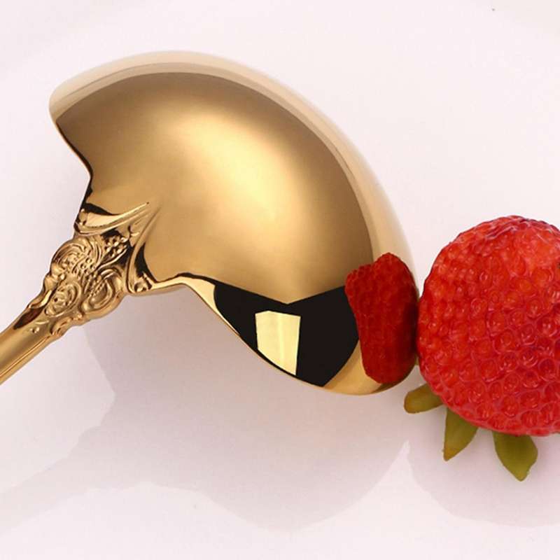 304 Stainless Steel Soup Ladle Cooking Tool Kitchen Gold Plated Spoon