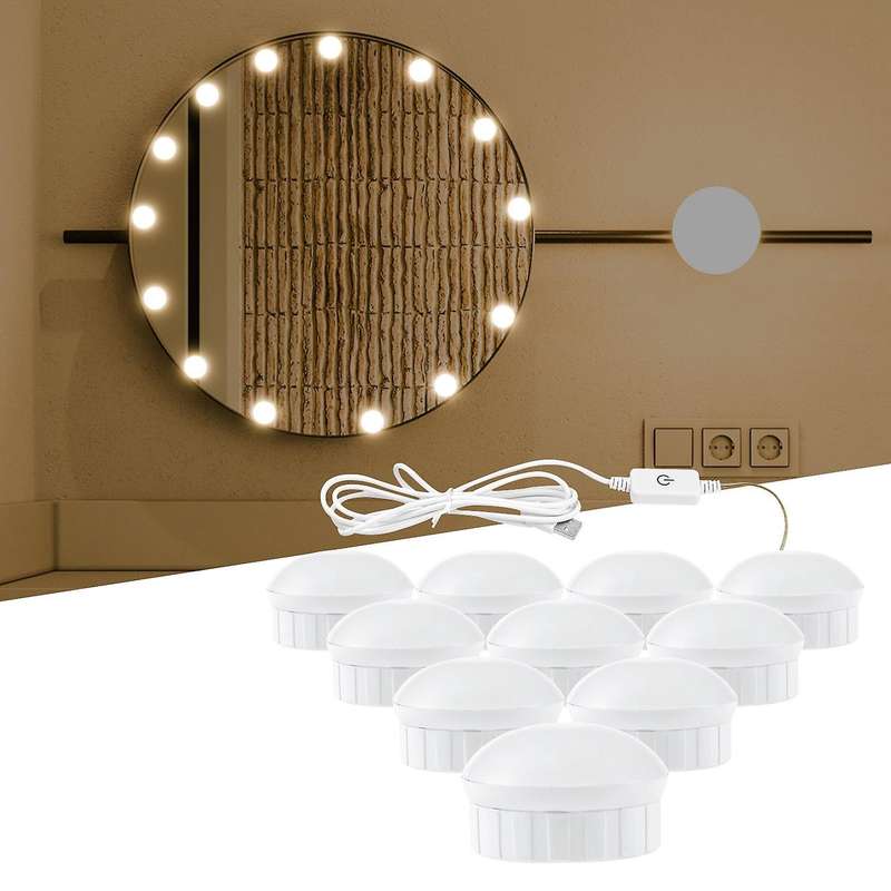 3 Colors Makeup Mirror Lamp Led Professional Press Dimming Dressing-c