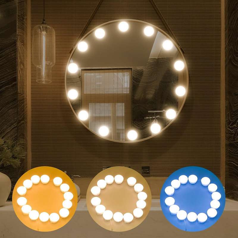 3 Colors Makeup Mirror Lamp Led Professional Press Dimming Dressing-c