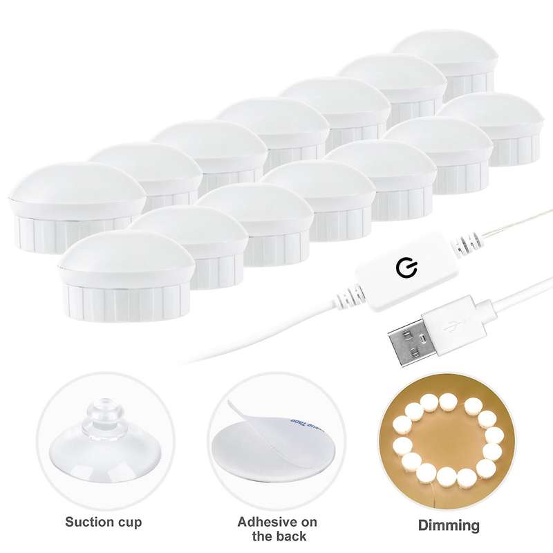 3 Colors Makeup Mirror Lamp Led Professional Press Dimming Dressing-c