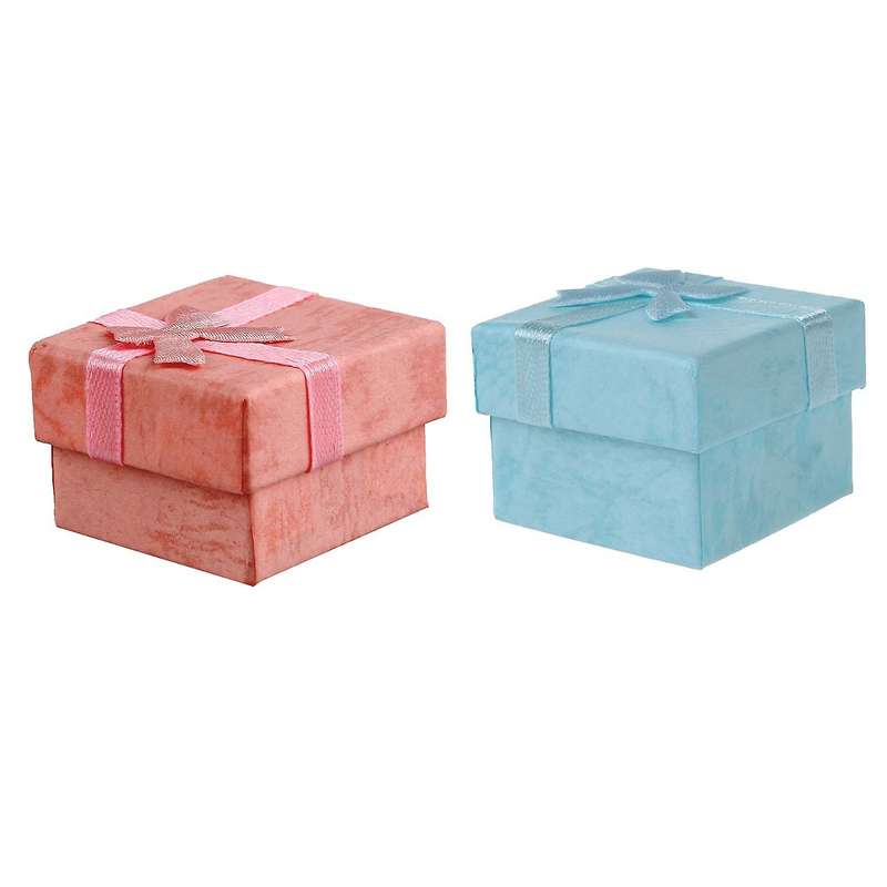 24 Pcs Ring Earring Jewelry Display Gift Box Bowknot Square Sky Blue