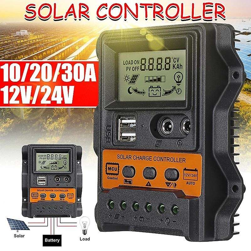 Pwm Lcd Display Dual Usb 5v Output Solar Panel Charger Regulator-10a