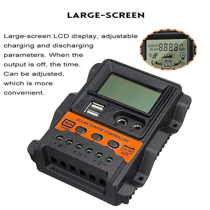 Pwm Lcd Display Dual Usb 5v Output Solar Panel Charger Regulator-10a