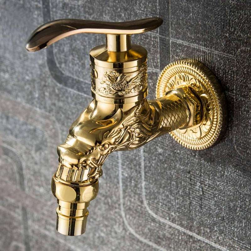 G1/2 Inch Outdoor Vintage Garden Wall Mounted Faucet-golden