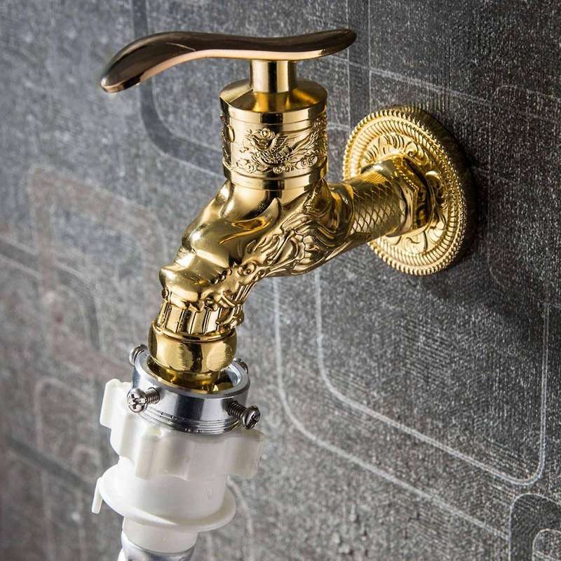 G1/2 Inch Outdoor Vintage Garden Wall Mounted Faucet-golden