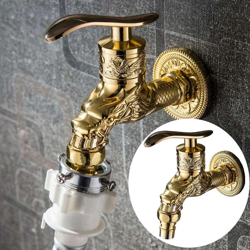 G1/2 Inch Outdoor Vintage Garden Wall Mounted Faucet-golden