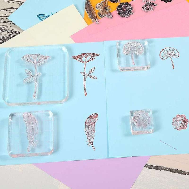 10 Pieces Stamp Blocks Acrylic Clear for Scrapbooking Crafts Stamp