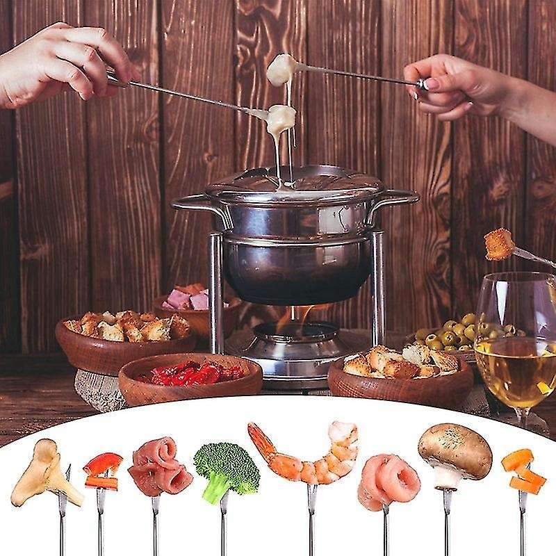 24pcs Stainless Steel Fondue Forks with Handle for Roast Meat