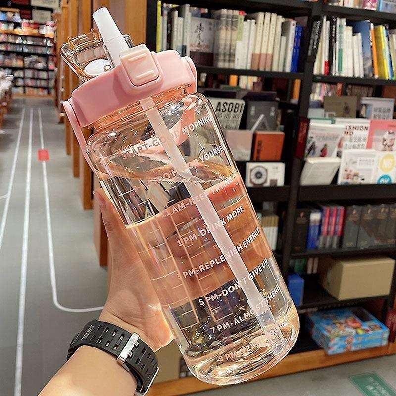 2l Large Capacity Transparent Water Bottle with Bounce Cover Time A