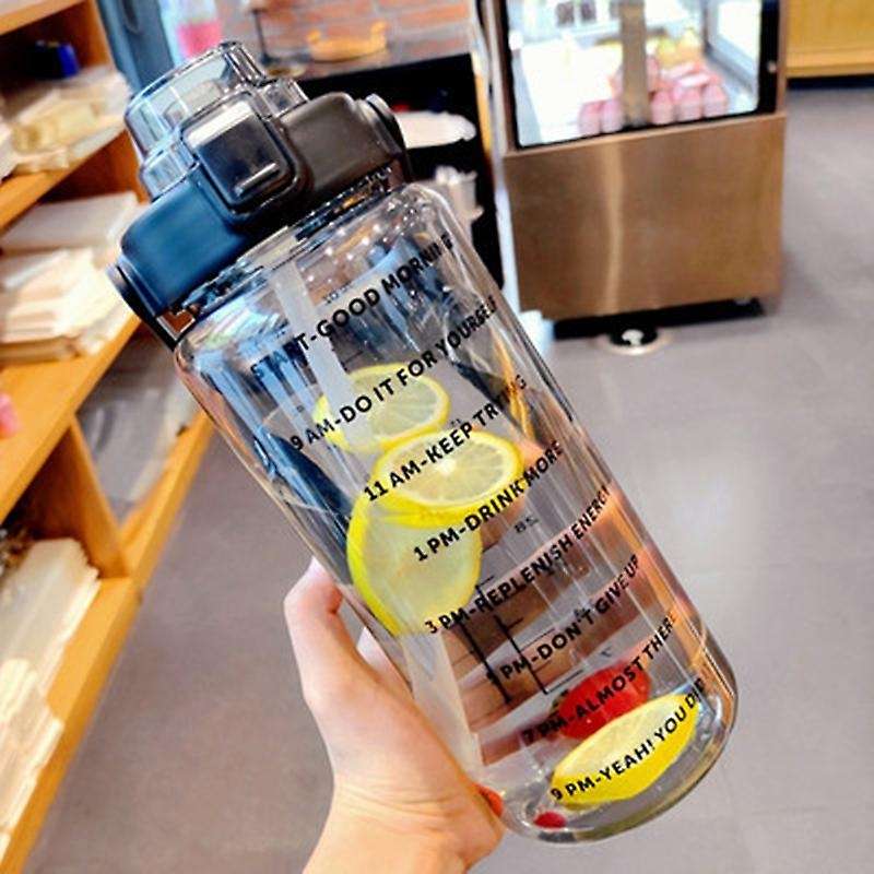 2l Large Capacity Transparent Water Bottle with Bounce Cover Time A