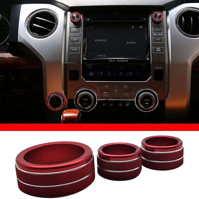 For Tundra 2014-2021 Air Conditioner Switch Cd Button Knob(red 3pcs)