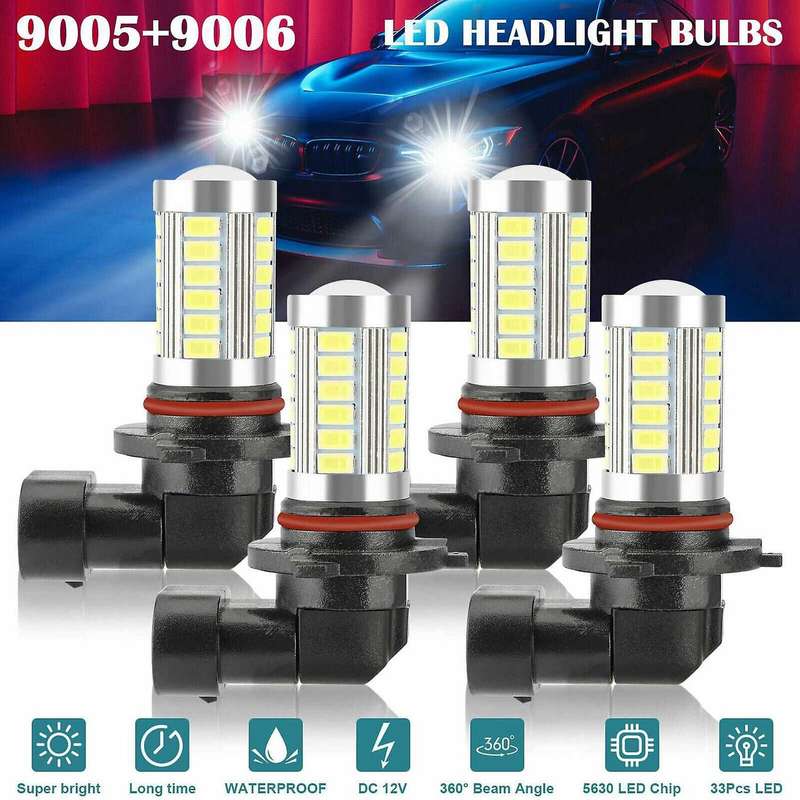 4x 9005 9006 Combo Headlight Bulbs High Low Beam Kit Hb3 6500k Xenon